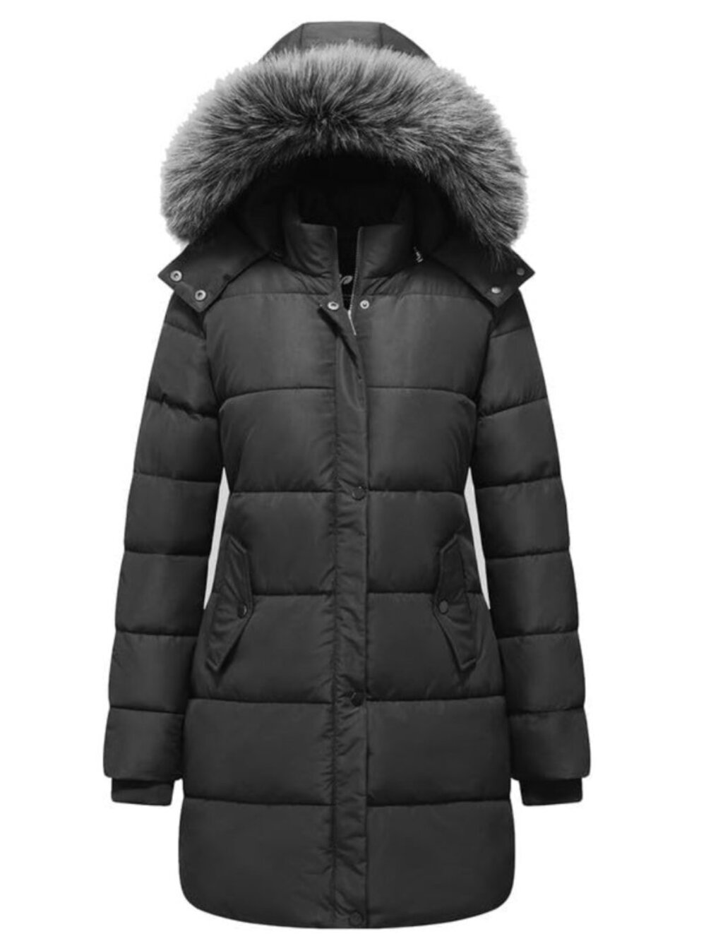 Women's Thicken Puffer Parka Snow Jacket Removable Fur Hood Winter Coat